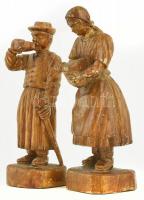 2 db népi fafaragás, kopott, m: 20 cm