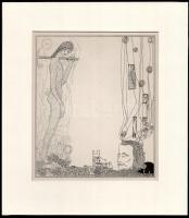 Kozma Lajos (1884-1948): Szétesve, papír, jelzett a nyomaton, paszpartuban, 19,5×16,5 cm