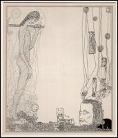 Kozma Lajos (1884-1948): Szétesve, papír, jelzett a nyomaton, paszpartuban, 19,5×16,5 cm