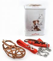 Royal Canin fém dobozban kutya póráz és szájkosár.