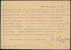 1939 Baja, Rabbiság mint izr. Anyakönyvi Hivatal levelezőlapja