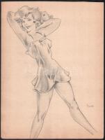 Santó jelzéssel: Erotikus grafika. Ceruza, papír. 32x24 cm
