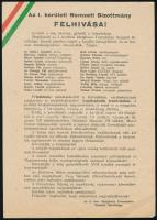 1956 Az I. kerületi Nemzeti Bizottmány felhívása, forradalmi röplap, 21x15 cm