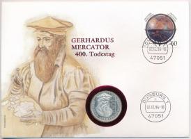 Német Szövetségi Köztársaság 1969F 5M Ag Gerhard Mercator érmés borítékban bélyeggel, bélyegzéssel T:1 FRG 1969F 5 Mark Ag Gerhard Mercator in coin envelope with stamps and cancellations C:UNC