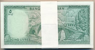 Libanon 1986. 5L (90x) kötegelővel, sorszámkövetők T:I,I- Lebanon 1986. 5 Livre (90x) with wrapper, ...