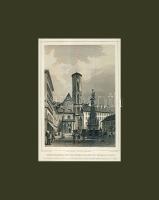 cca 1850 A Mátyás-templom acélmetszet paszpartuban 27x32 cm / Buda engraving in paper-frame