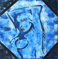 Pupler Ágnes (1974-): Kék akt. Akril, vászon. Jelzett. 50x50 cm