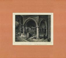 cca 1850 A Rudas-fürdő acélmetszet paszpartuban  / Buda engraving in paper-frame 27x32 cm