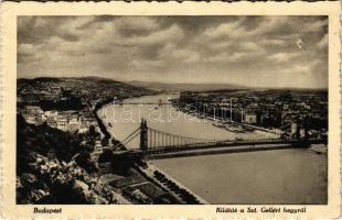 Budapest I. Kilátás a Szent Gellért-hegyről, Királyi vár, Erzsébet híd, Tabán (EK)