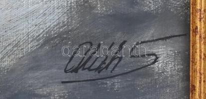 Oláh Sándor (1959): Fekvő akt. Olaj farost. Jelzett, keretben. 48x68 cm