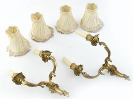 2 db kétágú réz falikar 39 cm + hozzájuk burák