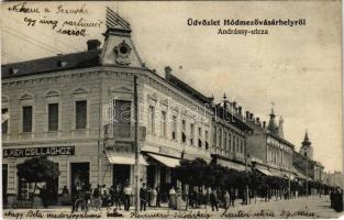 1907 Hódmezővásárhely, Andrássy utca, Üzlet a Kék Csillaghoz, Anhalzer és Társa üzlete 8apró szakadás / tiny tear)