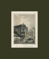 cca 1850 Budapest Király utca acélmetszet paszpartuban  / Budapest engraving in paper-frame 27x32 cm