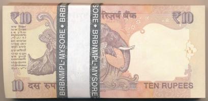 India 2013. 10R (100x) eredeti banki kötegelővel, sorszámkövetők T:I
India 2013. 10 Rupees (100x) w...