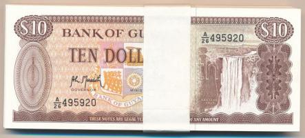 Guyana 1992. 10$ (80x) kötegelővel, sorszámkövetők T:I- Guyana 1992. 10 Dollars (80x) with wrapper, consecutive serials C:UNC,AU Krause P#23.f