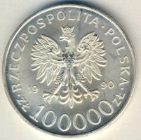 Lengyelország 1990. 100.000Zl Ag "Szolidaritás" T:PP