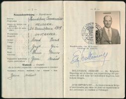 1953 Belga útlevél illetékbélyeggel