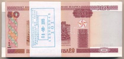 Fehéroroszország 2000. 50R (100x) eredeti banki kötegelővel, sorszámkövetők T:I,I- Belarus 2000. 50 Rublei (100x) with wrapper, consecutive serials C:UNC,AU Krause P#25