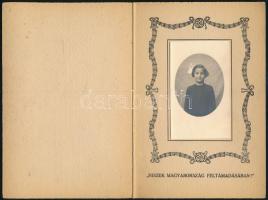 Irredenta felirattal ellátott (Higyek Magyarország feltámadásában), díszes karton fényképtartó, kislány portré fotójával, 1930 körül, jó állapotban, 17,5x11,5 cm, fotó 9x5 cm