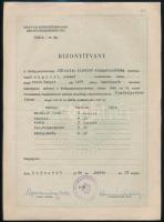 1960 Bp., Magyar Népköztársaság Belügyminisztériuma által kiállított bizonyítvány tiszthelyettes részére