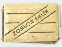 cca 1940 Zombori emlék 22 képet tartalmazó leporelló gyöngyházszín bakelit borítással 4x6 cm. Sérült