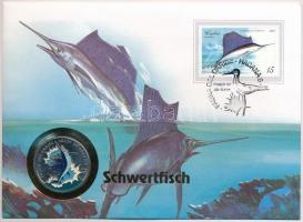 Kuba 1994. 1P Cu-Ni Amerikai vitorláskardhal érmés borítékban, bélyeggel és bélyegzéssel T:1  Cuba 1994. Cu-Ni Indo-Pacific sailfish in coin envelope with stamp and cancellation C:UNC  Krause KM#467