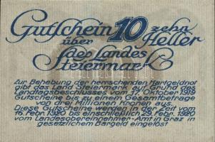 Ausztria/Szövetségi Államok/Steiermark 1919.10.17. 10H, 20H, 50H komplett sor! T:I