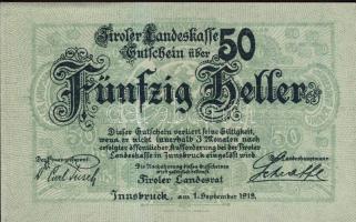 Ausztria/Szövetségi Államok/Tirol 1919.9.1. 10H, 20H, 50H komplett sor T:I,I-