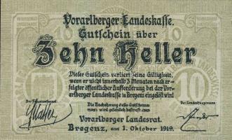 Ausztria/Szövetségi Államok/Vorarlberg 1919.9.1. 10H, 20H, 50H komplett sor T:I