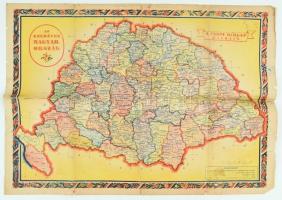 Az ezeréves Magyarország térképe, a hátoldalon Európa 1938 végén, Pesti Hírlap, hajtott, szakadt, celuxszal javított, 35,5x51 cm