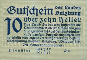 Ausztria/Szövetségi Államok/Salzburg 1919.10.1. 10H, 20H, 50H komplett sor T:I