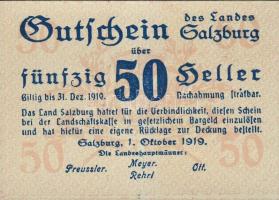 Ausztria/Szövetségi Államok/Salzburg 1919.10.1. 10H, 20H, 50H komplett sor T:I