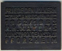 NSZK 1962/63. "Világbéke-évforduló" szögletes Br plakett T:2