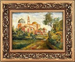 Jelzés nélkül, feltehetően a XX. sz. elején működött festő alkotása: Régi mecset. Olaj, vászon. Dekoratív keretben, 30x40 cm