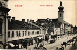 Kolozsvár, Cluj; Kossuth Lajos utca, Andrásovszky Lajos, Fodor Antal, Juhos József, Kun Mátyás üzlete / street, shops