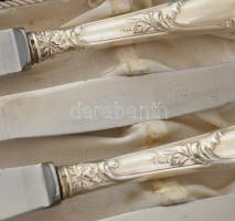 Ezüst (Ag) hat személyes süteményes evőeszköz készlet, ezüst nyelű rozsdamentes acél késekkel, össz....