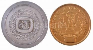 Vegyes: Oroszország 2003. "Szentpétervár 300 éves" kétoldalas Br emlékérem (58mm) + Jugosz...