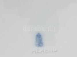 Herendi (Óherendi) porcelán süteményes tál, kézzel festett, jelzett, kopásnyomokkal, d: 20,5 cm