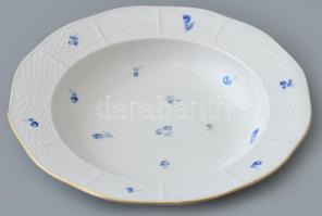 Herendi (Óherendi) porcelán mélytányér, kézzel festett, jelzett, kopásnyomokkal, d: 23 cm