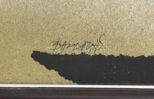 Olvashatatlan (Balogh?) jelzéssel: Három fa. Vegyes technika, farost. Hátoldalán Képcsarnok címkével...