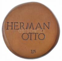 Lapis András (1942- ) DN "Hermann Ottó" kétoldalas bronz emlékérem (94mm) T:1-