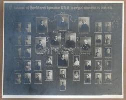 1915-16 A komáromi Sz. Benedek rendi főgimnázium végzett növendékei és tanárai 30x24 cm Kartonon