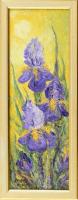 Kováts Nagy Ira (1921-2008): Virág csendélet. Olaj, farost. jelzett, keretben 40x14 cm