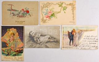 Kb. 100 db RÉGI századfordulós üdvözlő motívum képeslap vegyes minőségben / Cca. 100 pre-1915 greeti...