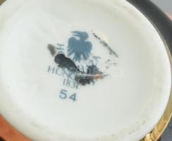 Jurcsák László által tervezett Hollóházi porcelán bonbonier, kopott, jelzett, d:7cm