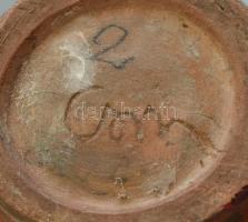 Csabai Margit (1916 - 1989): Díszváza. Színes mázzal festett kerámia. Száján apró csorbával. Jelzett...