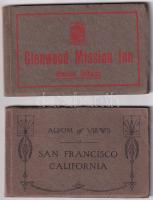 2 db RÉGI amerikai képeslapfüzet összesen 32 lappal / 2 pre-1945 American (USA) postcard booklets with 32 postcards: Glenwood Mission Inn (Riverside, California), San Francisco