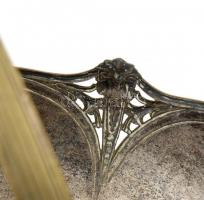 Alpakka füles kínáló, erősen kopott, jelzés nélkül, 23x19,5cm