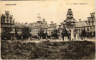 1916 Chernivtsi, Czernowitz, Cernauti, Csernyivci (Bukovina); Gr. or. Erzb. Residenz / Orthodox bishops palace + M. kir. budapesti 29. honvéd gyalogezred parancsnokság (EK)