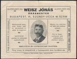 1928 Weisz Jónás órásmester reklámja